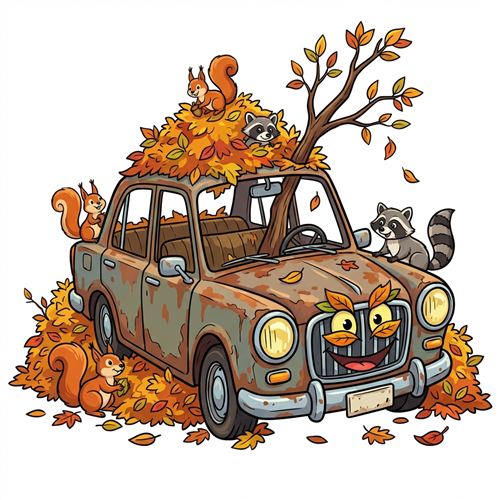 Verlassenes Auto im Wald