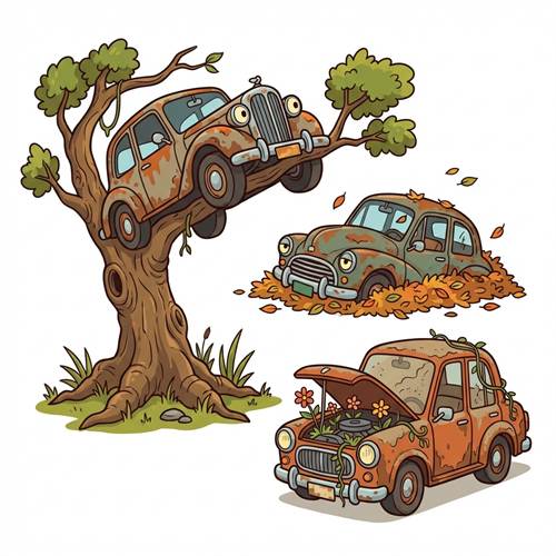 Autoverschrottung Cartoon