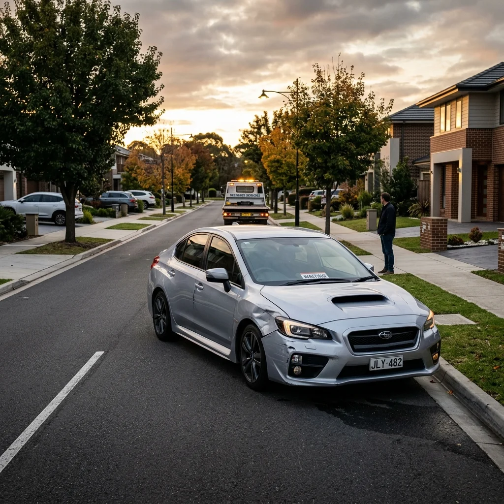 Beschädigtes Auto auf der Straße